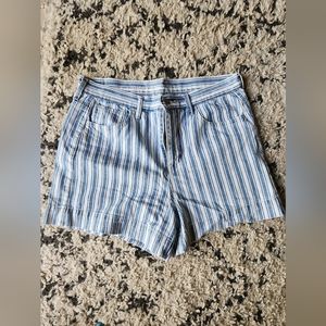 American Eagle blue and white striped cotton shorts